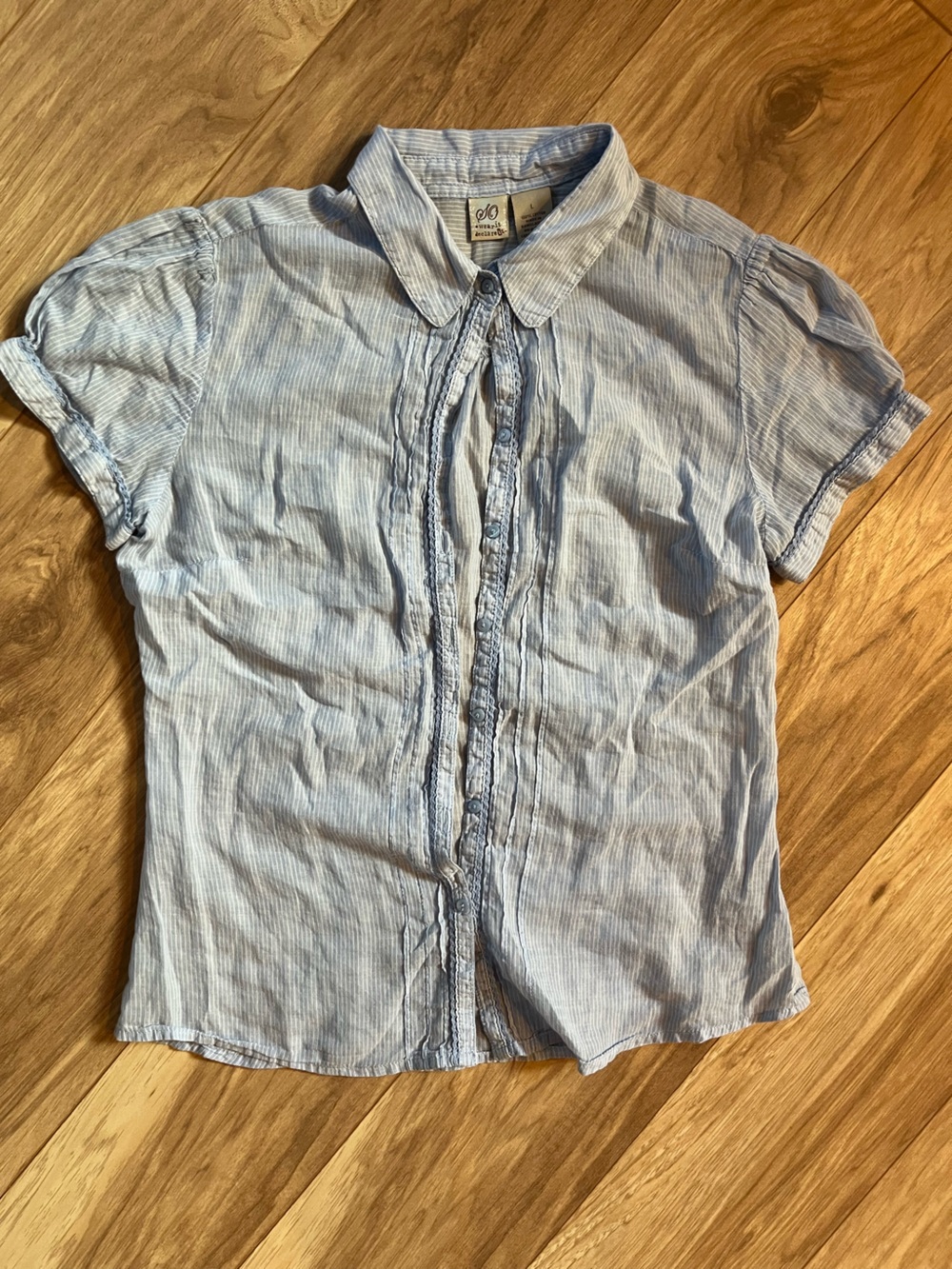 Y2K vintage white and blue striped cotton blouse